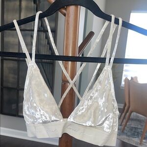 PINK Victoria's Secret Velvet Bralette in White
